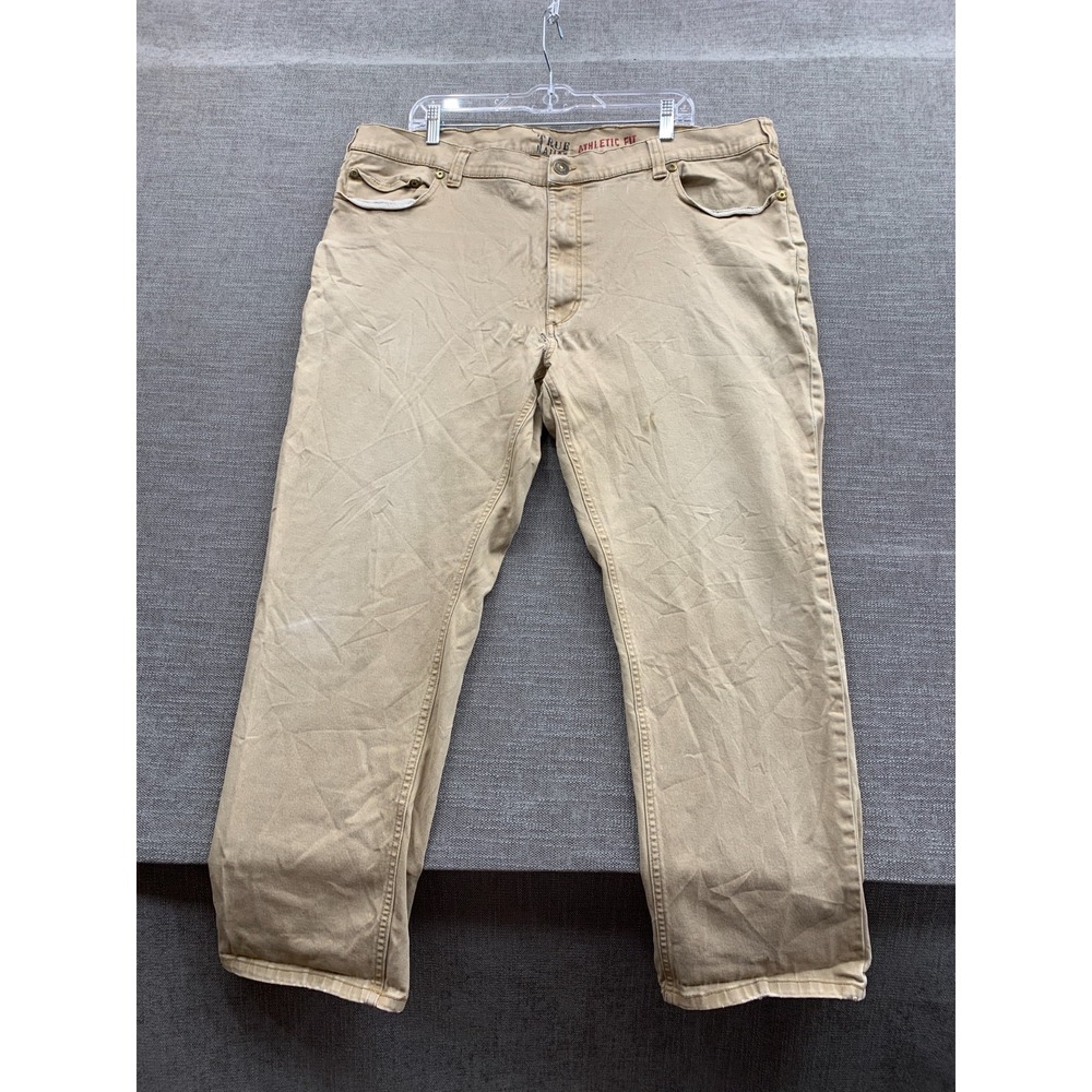 True Nation Athletic Fit Jeans Mens 46x30 Beige Stretch‎ Mid Rise Straight Leg